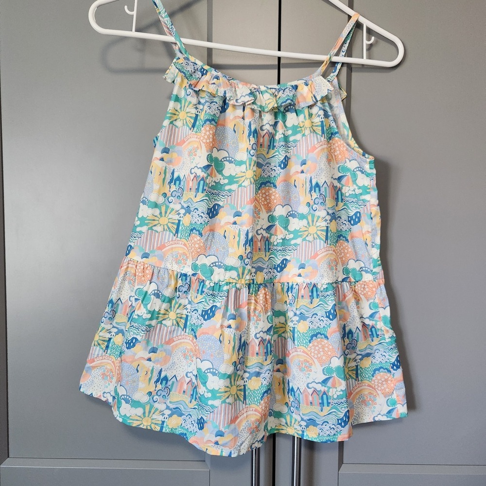 New BONPOINT Printed Cotton Tank Top Girls 14 Liberty Fabric NWT Resort Summer